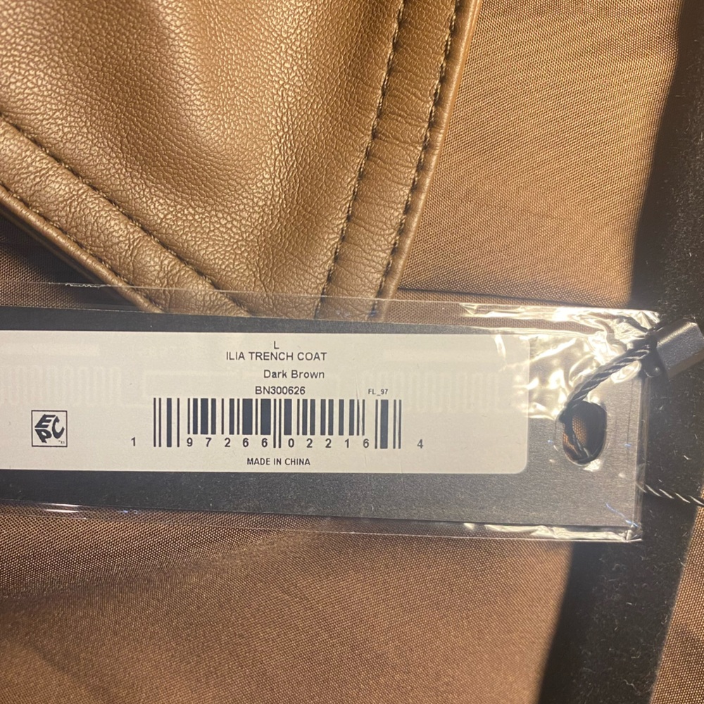 NWT Steve Madden (REVOLVE) Women’s Ilia Trench Coat Faux Leather Dark Brown - Picture 10 of 11